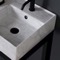 Modern Marble Design Ceramic Console Sink and Matte Black Base, 24